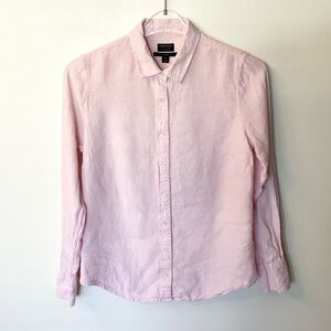 J.Crew Baird McNutt Long Sleeve Irish Linen Button Up Shirt - Pink - 4